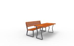 straatmeubilair, aluminium, andere, picknick set, zitbanken, voor warschau, odlew aluminiowy, houten rugleuning, houten zitting, tafel
