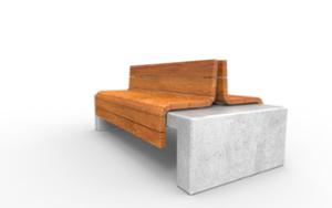 mała architektura, beton, beton architektoniczy, dwustronna, ławka, oparcie z drewna, siedzisko z drewna