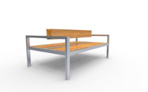 street furniture, seating, double-sided , wood backrest, armrest, wood seating