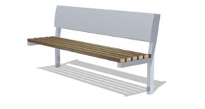 street furniture, seating, steel backrest, wood seating