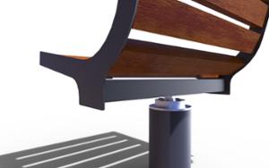 street furniture, seating, chair, for single person, rotatable, wood backrest, wood seating