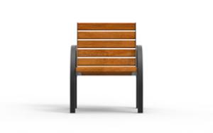 street furniture, chair, for single person, seating, wood backrest, armrest, wood seating