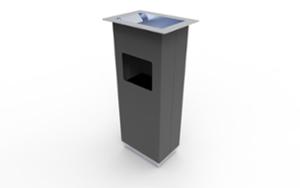 street furniture, litter bin, logo, ashtray, ashtray with small litter bin, side aperture