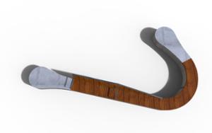 street furniture, bench, seating, concrete, smooth concrete, modular, wood backrest, curved, armrest, wood seating