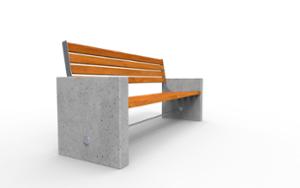 street furniture, concrete, smooth concrete, seating, wood backrest, armrest, wood seating