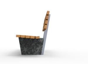 street furniture, seating, granite, wood backrest, wood seating