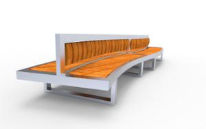 street furniture, price per metre, length measured on longer side, double-sided , seating, wood backrest, curved, wood seating