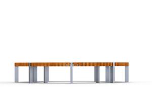 street furniture, bench, horizontal planks, modular, curved, wood seating