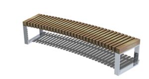 street furniture, bench, curved, wood seating