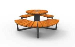 street furniture, bench, picnic set, curved, wood seating, table, chess