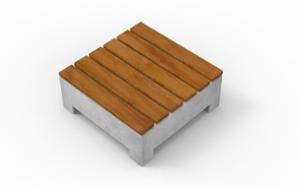 street furniture, concrete, smooth concrete, double-sided , bench, mobile (pallet jack compatible), wood seating