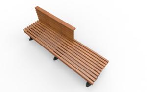 street furniture, bench, seating, logo, wood backrest, wood seating