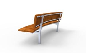 street furniture, seating, logo, wood backrest, curved, wood seating
