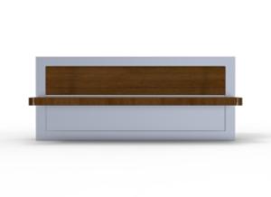 street furniture, planter, bench, seating, logo, wood backrest, wood seating