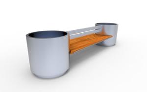 street furniture, planter, wood, double-sided , bench, logo, wood seating, steel
