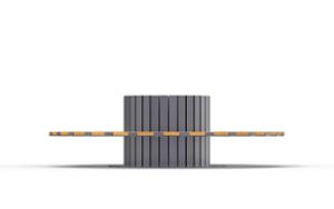 street furniture, planter, seating, price per metre, length measured on longer side, steel backrest, curved, wood seating