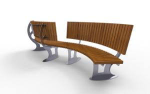 street furniture, price per metre, length measured on longer side, double-sided , seating, logo, wood backrest, curved, wood seating