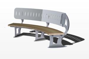 street furniture, price per metre, length measured on longer side, seating, logo, steel backrest, curved, wood seating