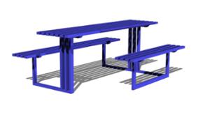 street furniture, picnic set, bench, accessible for disabled, steel seating, table