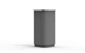 street furniture, litter bin, logo, curved, rectangular, steel