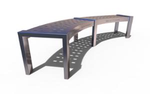 street furniture, price per metre, length measured on longer side, bench, modular, curved, steel seating