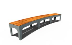 street furniture, price per metre, length measured on longer side, bench, curved, wood seating