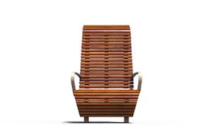 street furniture, chair, for single person, seating, wood backrest, armrest, wood seating, high backrest