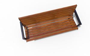 street furniture, seating, logo, wood backrest, armrest, wood seating