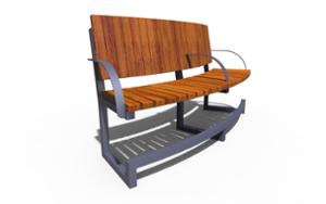 street furniture, price per metre, for elderly people, length measured on longer side, seating, wood backrest, armrest, curved, wood seating