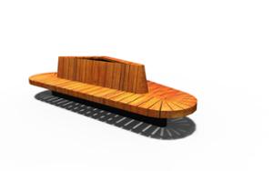 street furniture, price per metre, length measured on longer side, seating, wood backrest, curved, wood seating