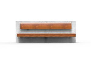 street furniture, concrete, attached to wall, seating, wood backrest, wood seating