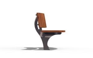 street furniture, seating, logo, wood backrest, curved, wood seating