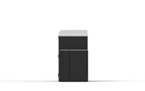street furniture, litter bin, for trays, foodcourt, logo, full segregation, multipurpose, side aperture, liquid waste