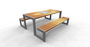street furniture, bench, picnic set, wood seating, table