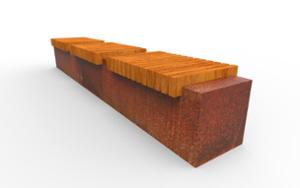 street furniture, bench, concrete, smooth concrete, corten, wall top, wood seating