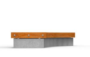 street furniture, bench, concrete, smooth concrete, double-sided , wall top, curved, wood seating