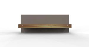 street furniture, bench, concrete, smooth concrete, attached to wall, wood seating