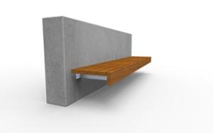street furniture, concrete, smooth concrete, attached to wall, bench, wood seating