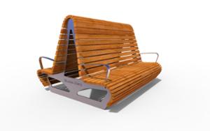 street furniture, double-sided , seating, logo, wood backrest, armrest, wood seating, high backrest