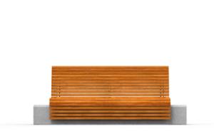 street furniture, seating, concrete, smooth concrete, granite, wood backrest, wood seating, high backrest