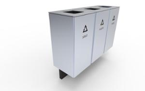 street furniture, litter bin, modular, bollard mounted, full segregation