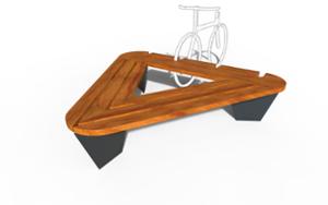 street furniture, bench, for wheel, bicycle stand, wood seating, multiple stands