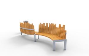 street furniture, price per metre, length measured on longer side, seating, wood backrest, curved, scandinavian line, wood seating
