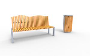 street furniture, horizontal planks, seating, wood backrest, scandinavian line, wood seating
