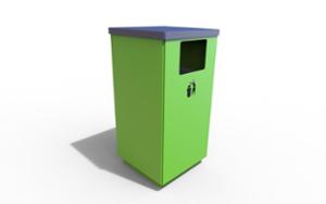street furniture, litter bin, logo, lid mounted with gudgeon pin, side aperture