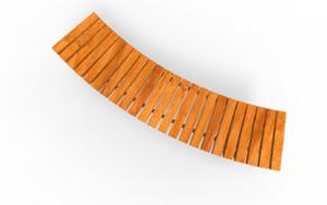 street furniture, bench, horizontal planks, curved, wood seating