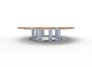 street furniture, bench, curved, wood seating, steel seating