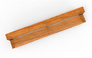 street furniture, seating, logo, wood backrest, wood seating