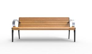 street furniture, seating, logo, wood backrest, wood seating