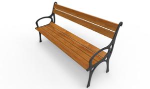 street furniture, seating, wood backrest, armrest, wood seating, vintage
